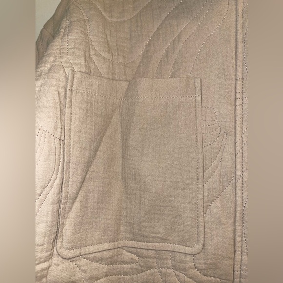 7 For All Mankind Floral Quilted Zip Up Cropped Lightweight Neutral Jacket Large - Picture 5 of 8